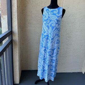 J. Jill Wearever Maxi Tank DressSz XSP Blue Jay Exploded Paisley
